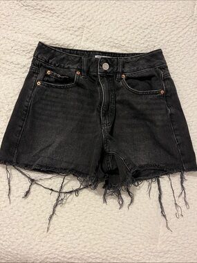 Garage Black Frayed Hem Denim Shorts